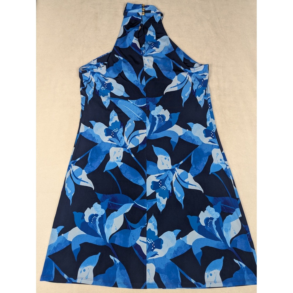 NEW Tommy Bahama Carmela Seaside Brights Dress Island Navy Floral Halter L - Picture 2 of 4